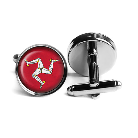 Isle of Man Manx Flag Rhodium Silver Cufflinks