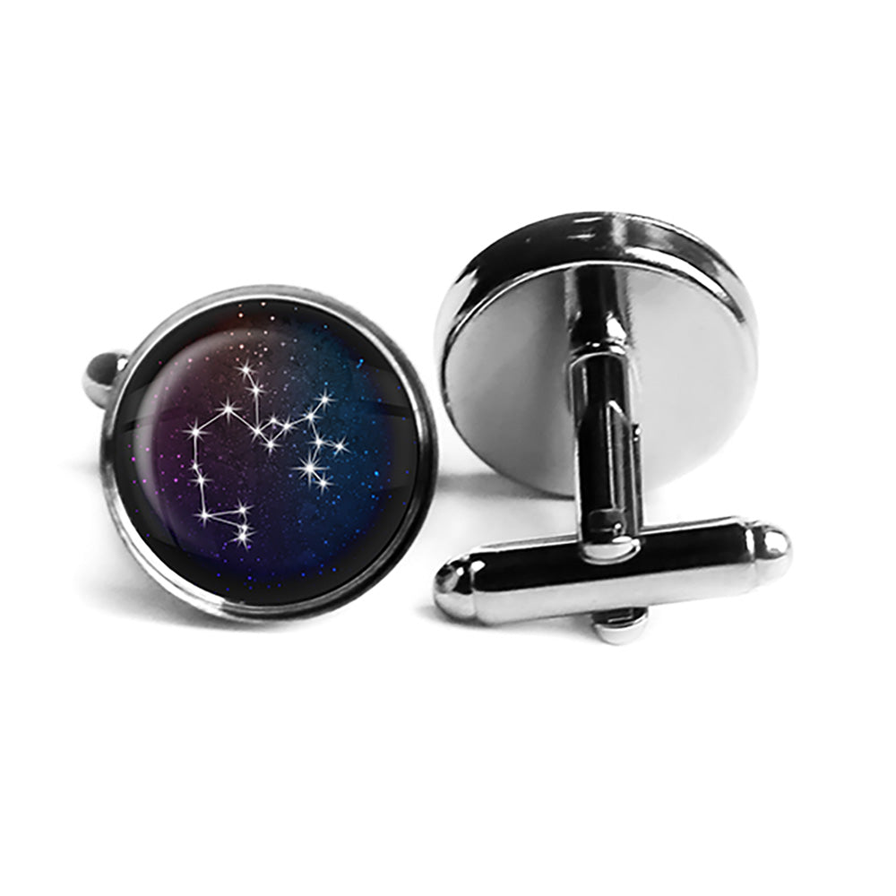 Zodiac Symbol Astrology Sagittarius Star Constellation Rhodium Silver Cufflinks