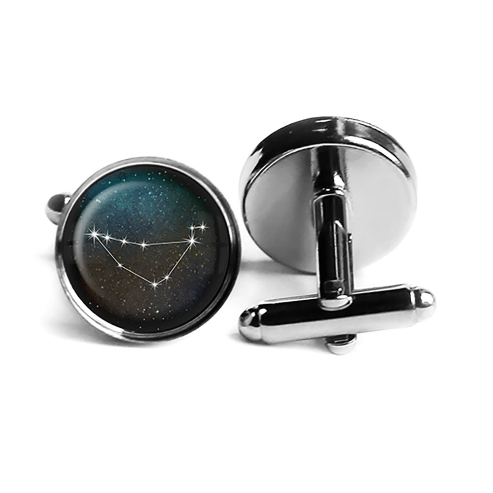 Zodiac Symbol Astrology Capricorn Star Constellation Rhodium Silver Cufflinks