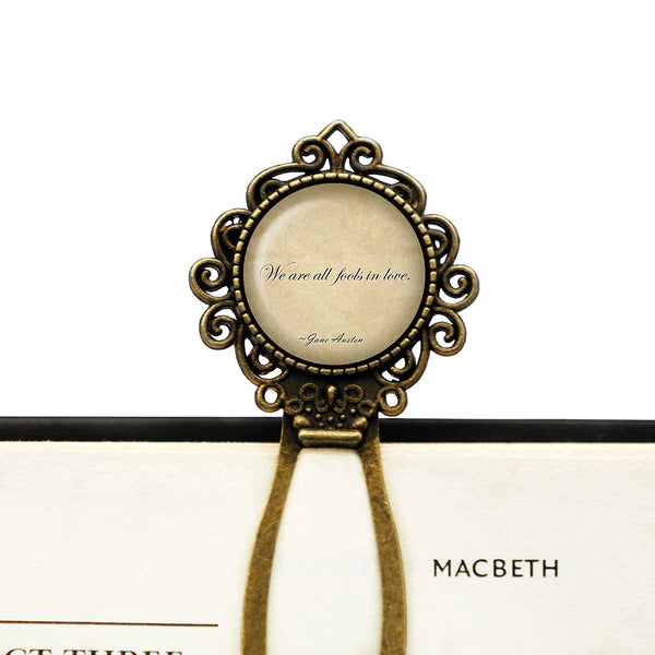 Jane Austen We Are All Fools in Love from Pride and Prejudice Bronze Bookmark