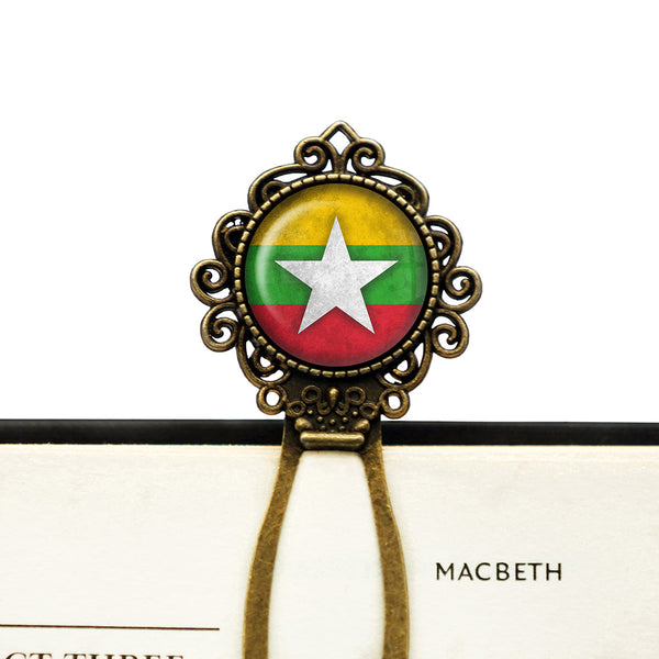 Republic of the Union of Myanmar Burma Burmese Flag Bronze Bookmark