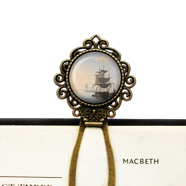 Fitz Henry Lane Harbor of Boston 1846 Classic Artwork Bronze Bookmark