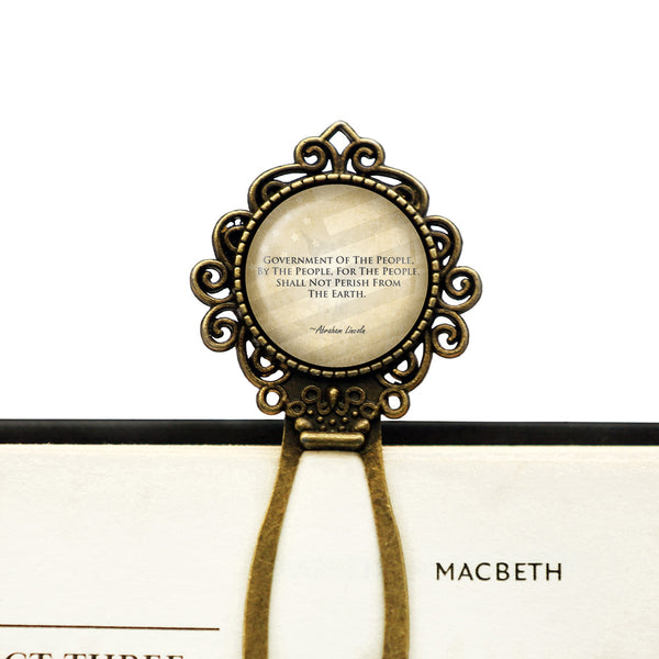 Abraham Lincoln Government of by and for The People Gettysburg Address Bronze Bookmark