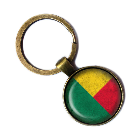 Republic of Benin Beninese Flag Antique Bronze Keychain
