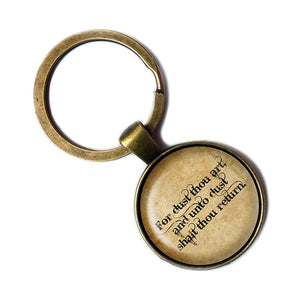 Genesis 3:19 For Dust Thou Art King James Version KJV Bible Antique Bronze Keychain