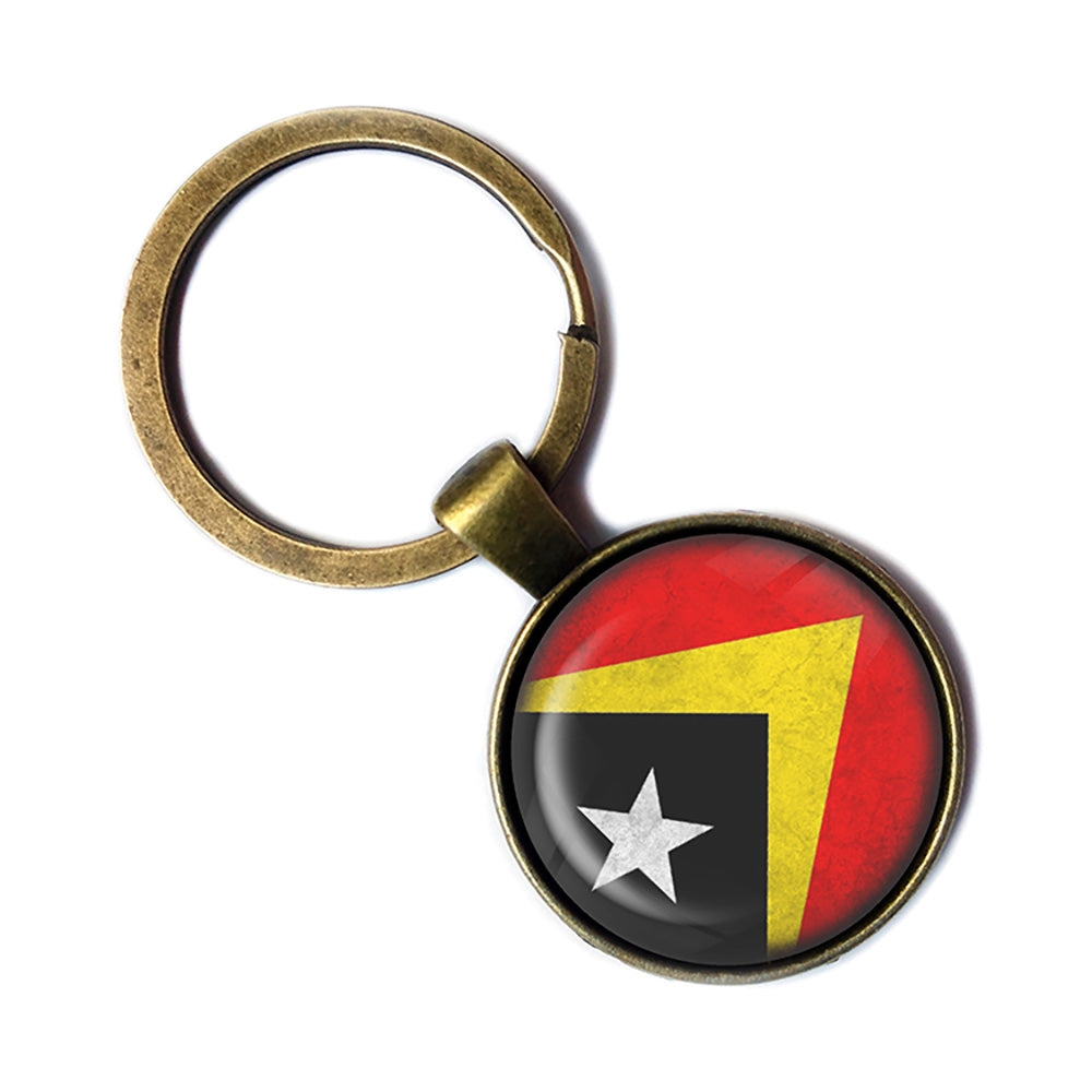 East Timor East Timorese Flag Antique Bronze Keychain