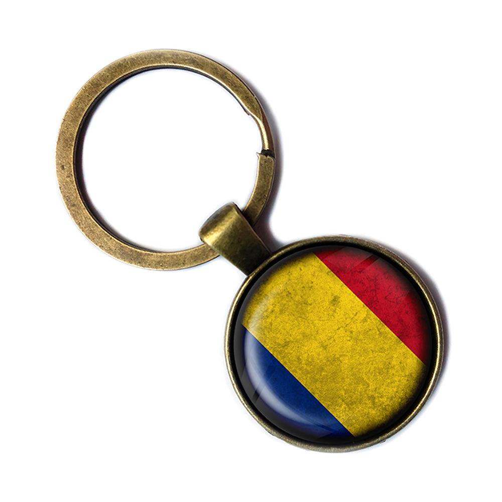 Romania Romanian Flag Antique Bronze Keychain