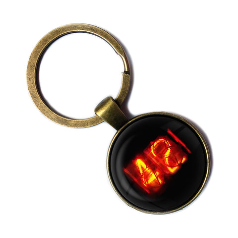 Dieselpunk Steampunk Cyberpunk Nixie Tube Print Number 42 Forty Two Meaning of Life Antique Bronze Keychain