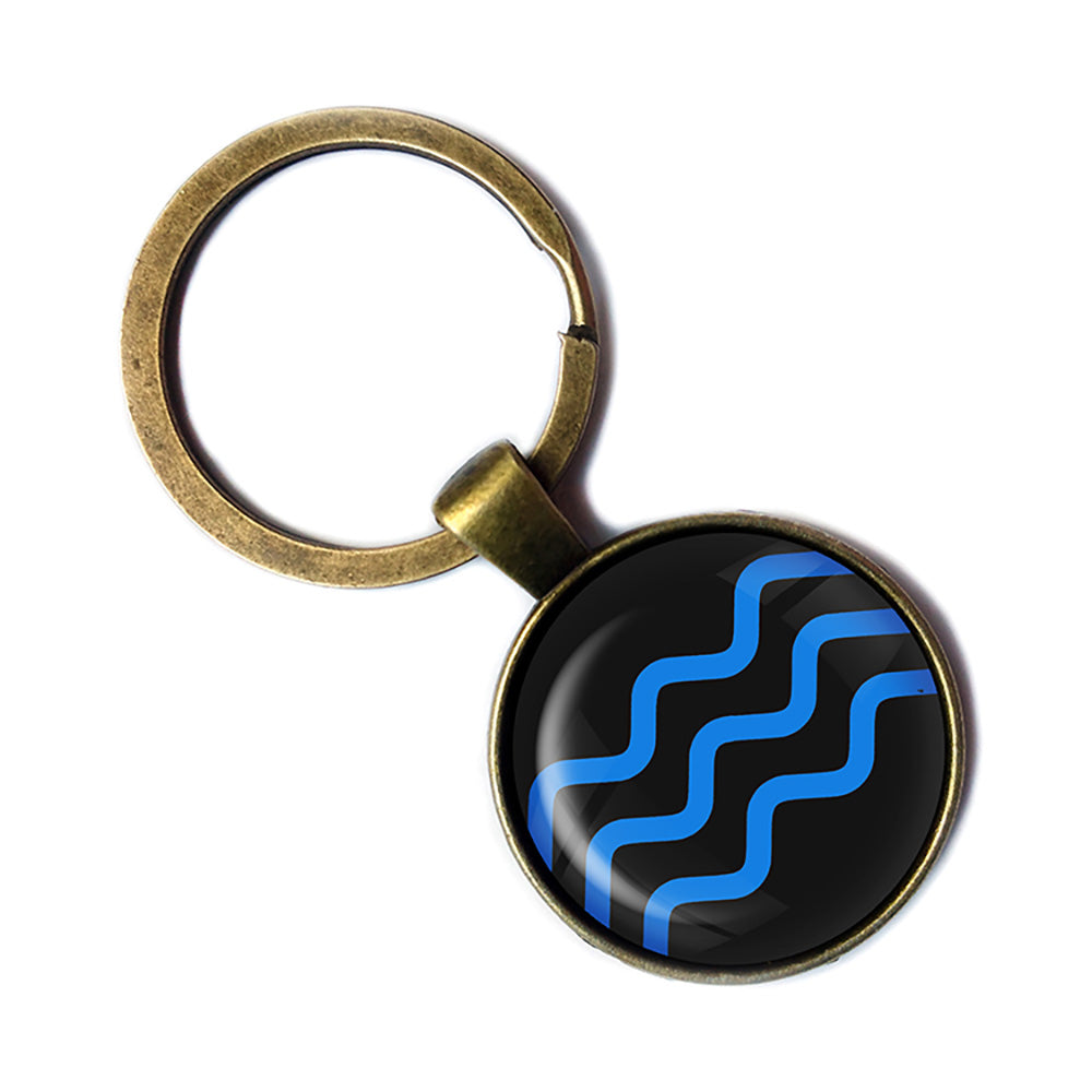 Blue Wave Antique Bronze Keychain