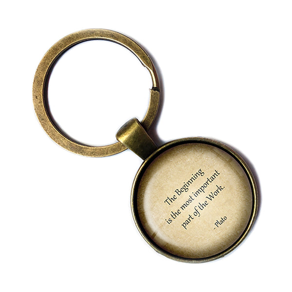 Plato Most Important Part of the Work Antique Bronze Keychain