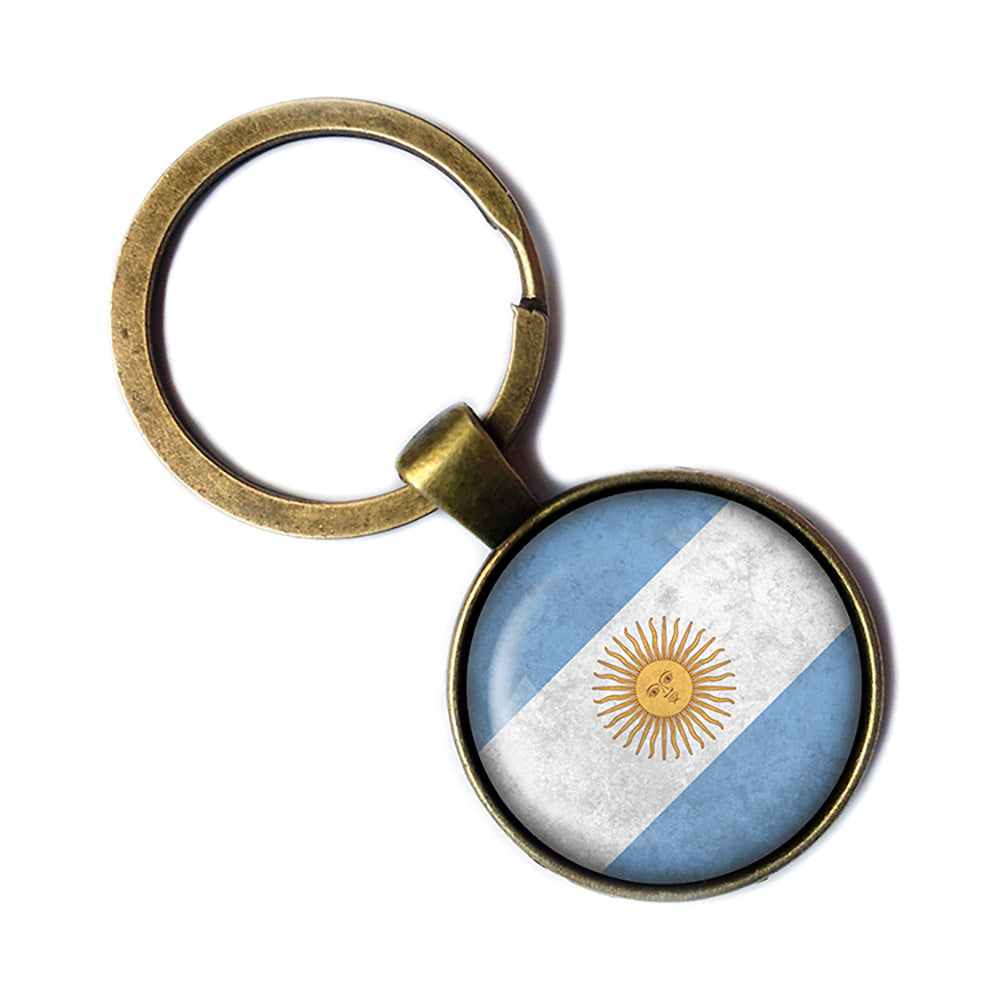 Argentina Argentinian Flag Antique Bronze Keychain