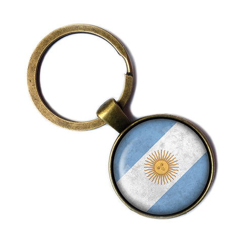 Argentina Argentinian Flag Antique Bronze Keychain