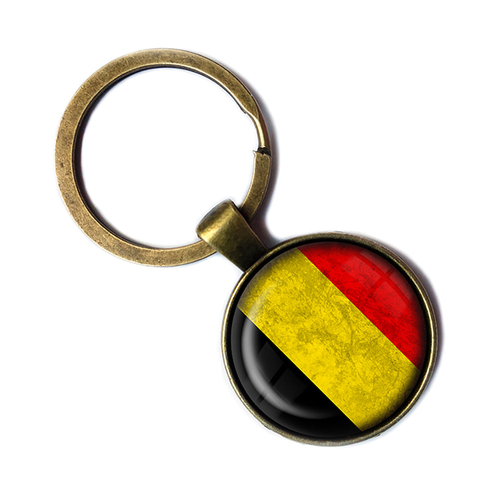 Belgium Belgian Flag Antique Bronze Keychain