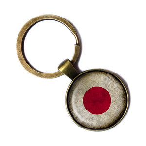 Japan Japanese Flag Antique Bronze Keychain