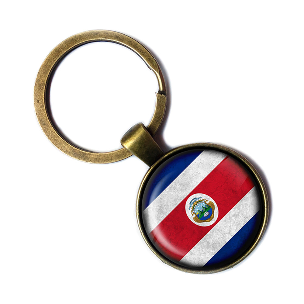 Costa Rica Costa Rican Flag Antique Bronze Keychain