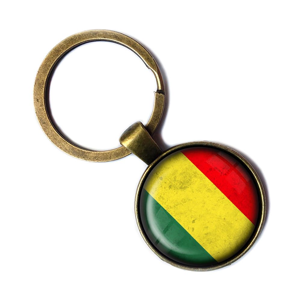Mali Flag Antique Bronze Keychain
