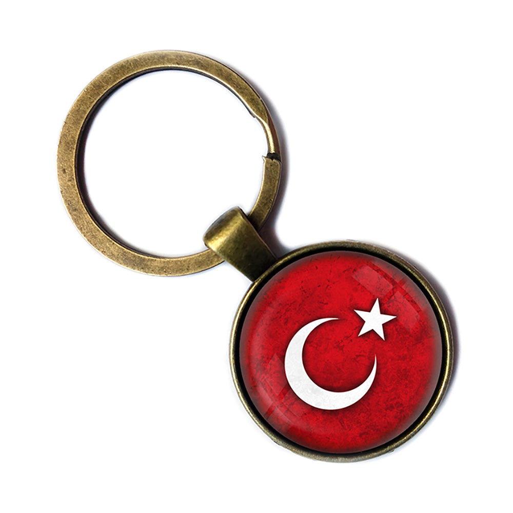 Turkey Turkish Flag Antique Bronze Keychain
