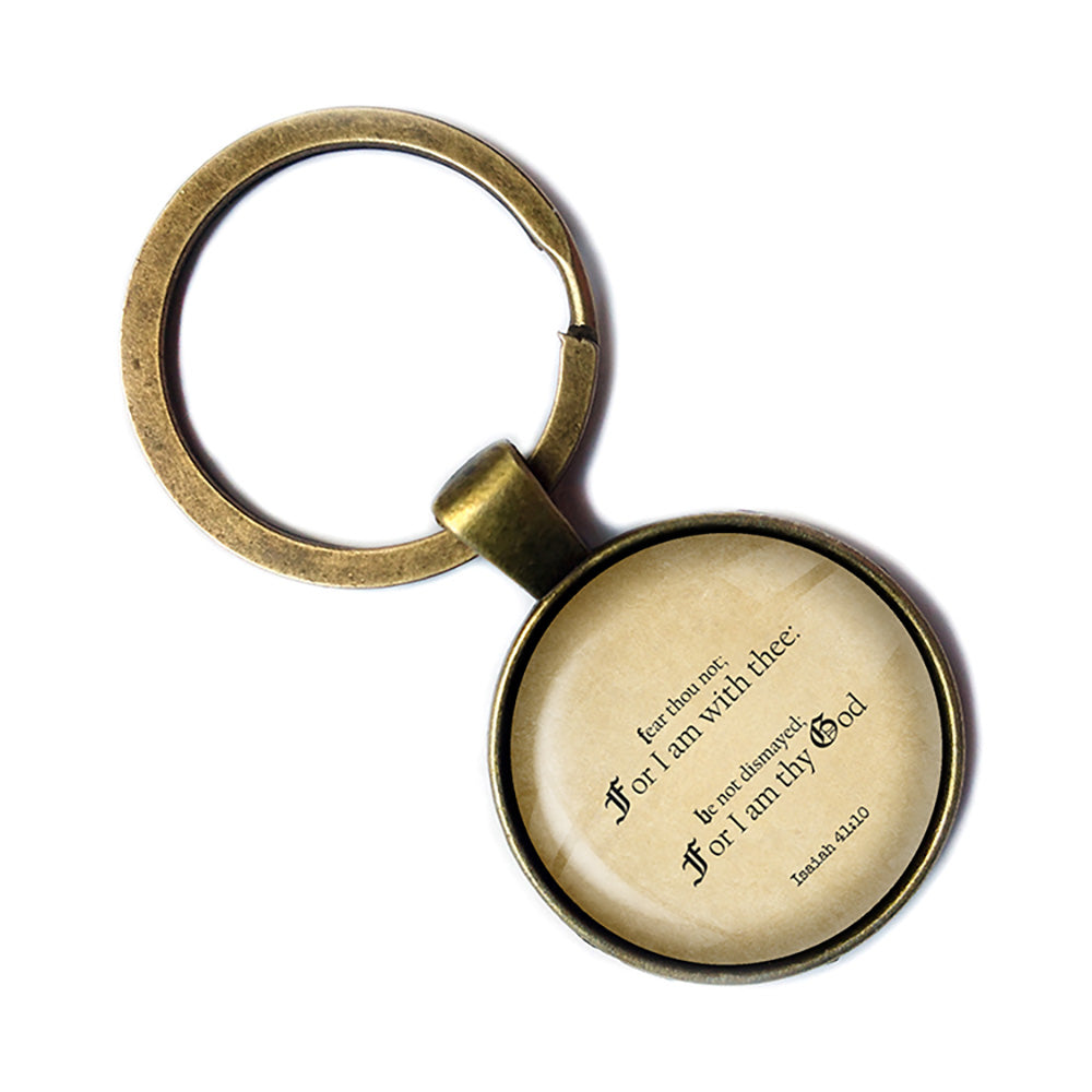 Isaiah 41:10 Fear Thou Not for I am With Thee King James Version KJV Bible Antique Bronze Keychain