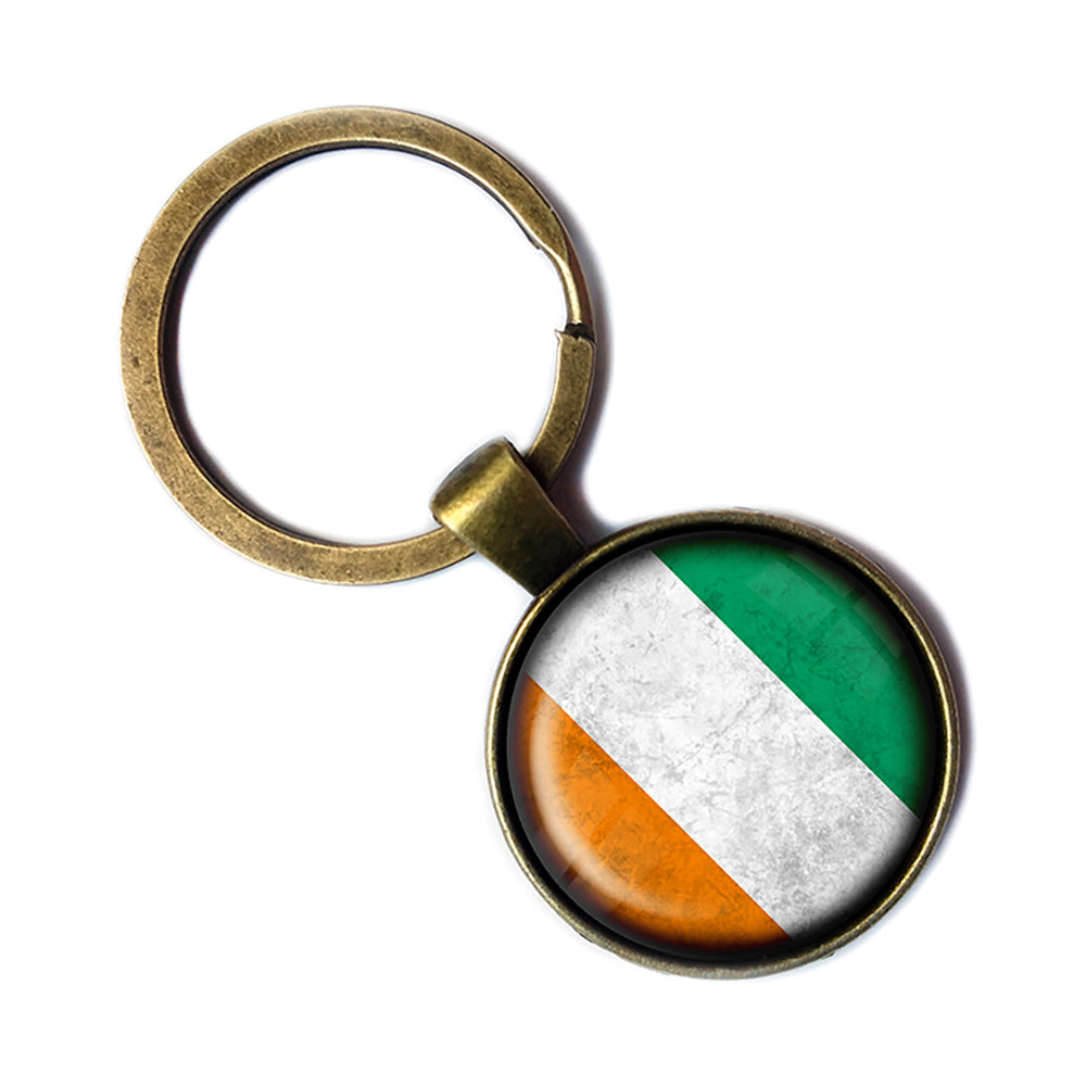 Ivory Coast Côte d'Ivoire Flag Antique Bronze Keychain