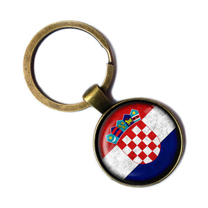 Croatia Croatian Flag Antique Bronze Keychain
