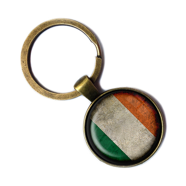 Irish Ireland Flag Antique Bronze Keychain