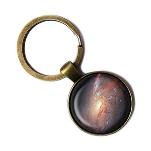 NASA Photograph Galaxy Messier 106 Antique Bronze Keychain