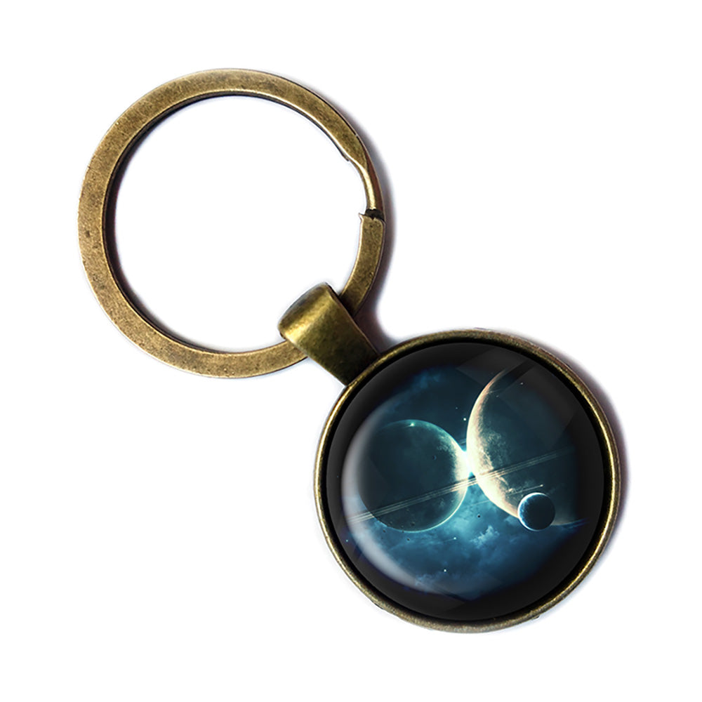 NASA Photograph Twin Planets Antique Bronze Keychain
