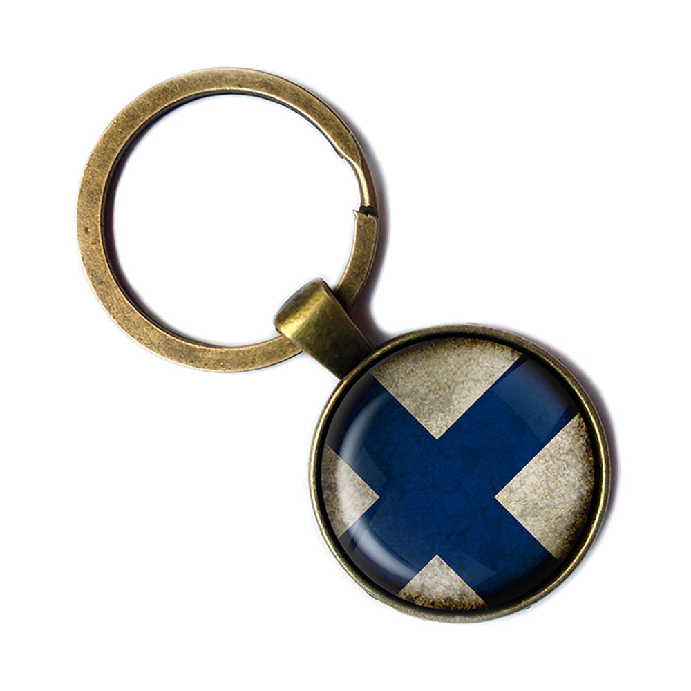 Republic of Finland Finnish Flag Antique Bronze Keychain