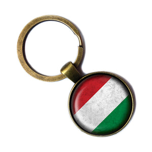 Hungary Hungarian Flag Antique Bronze Keychain