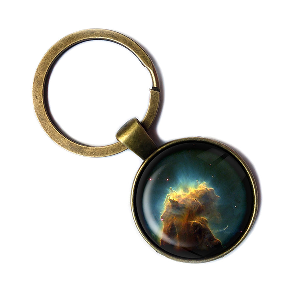 NASA Photograph Eagle Nebula Antique Bronze Keychain