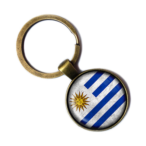 Uruguay Uruguayan Flag Antique Bronze Keychain