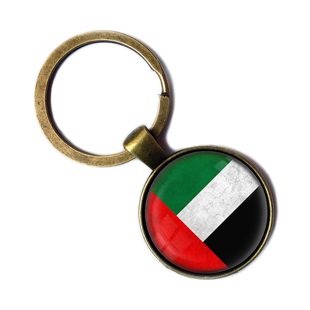 United Arab Emirates Emirati Flag Antique Bronze Keychain