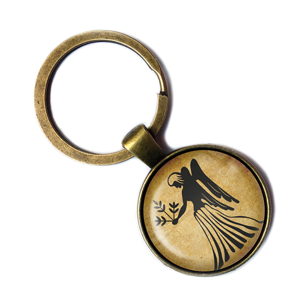 Zodiac Symbol Astrology Virgo Bronze Keychain