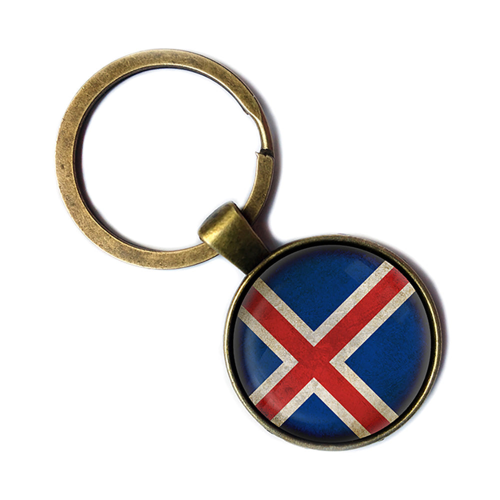 Iceland Icelandic Flag Antique Bronze Keychain