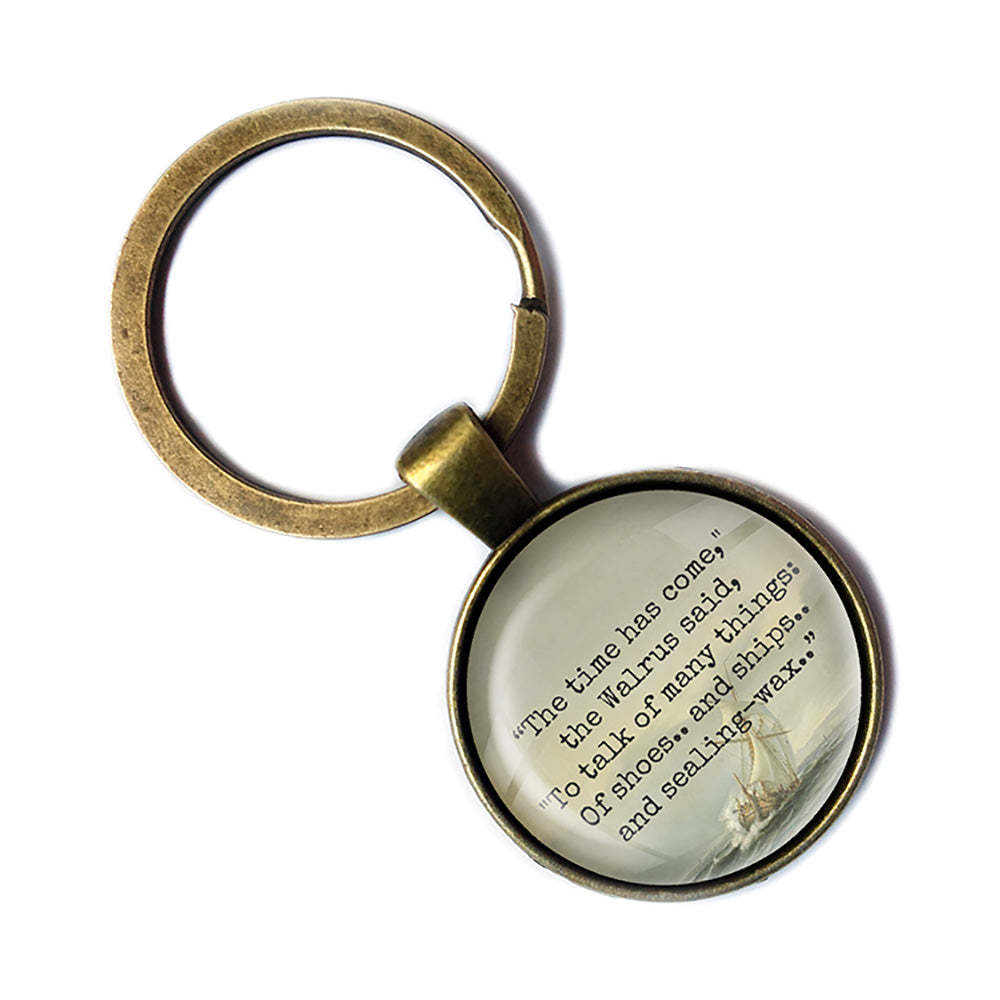 Lewis Carroll Alice in Wonderland The Walrus and the Carptenter Antique Bronze Keychain