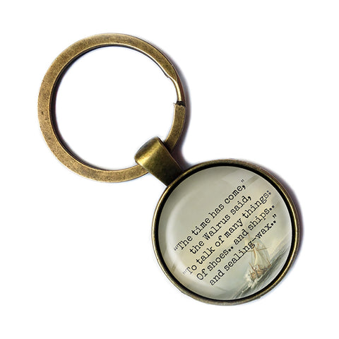 Lewis Carroll Alice in Wonderland The Walrus and the Carptenter Antique Bronze Keychain