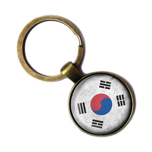 South Korea South Korean Flag Antique Bronze Keychain