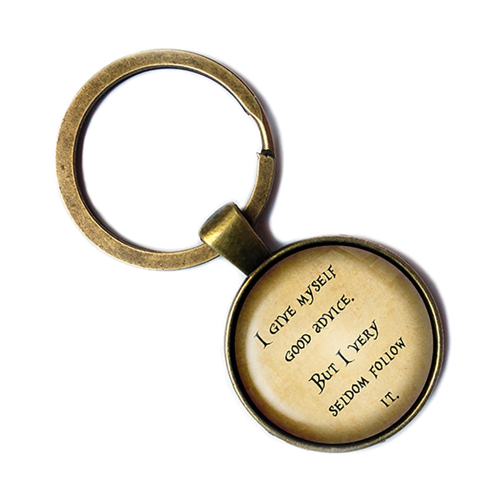 Alice in Wonderland I Give Myself Good Advice Bronze Keychain