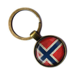 Norway Norwegian Flag Antique Bronze Keychain