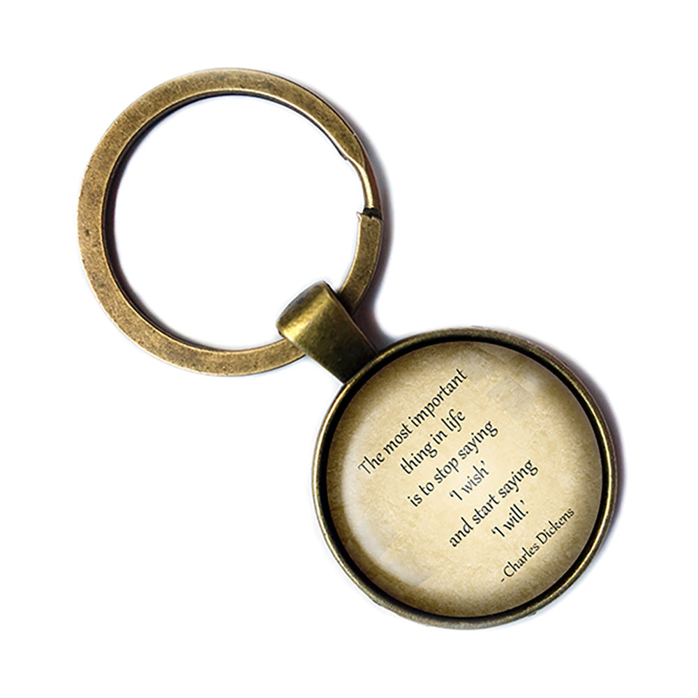 Charles Dickens The Most Important Thing in Life Antique Bronze Keychain