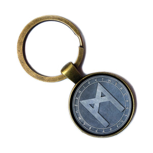Viking Runes Elder Futhark Rune Circle M Mannaz Man Antique Bronze Keychain