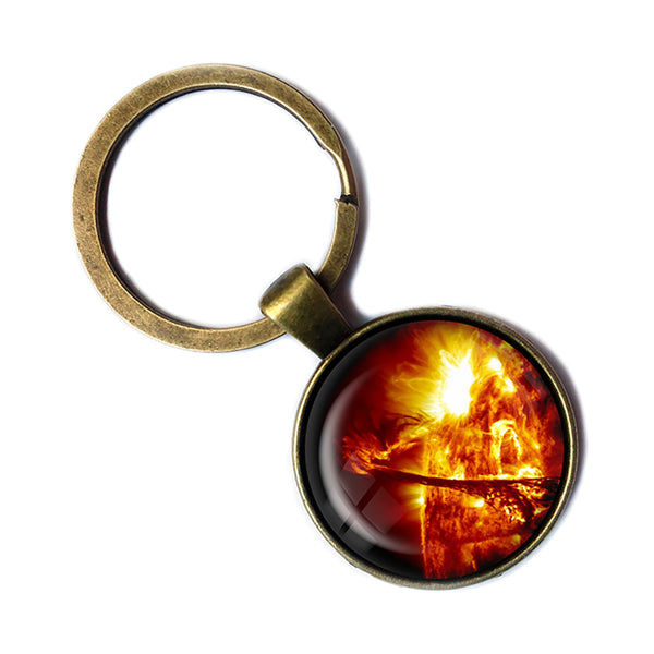 NASA Photograph The Sun Antique Bronze Keychain