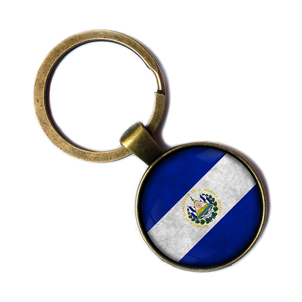 El Salvador Salvadoran Flag Antique Bronze Keychain