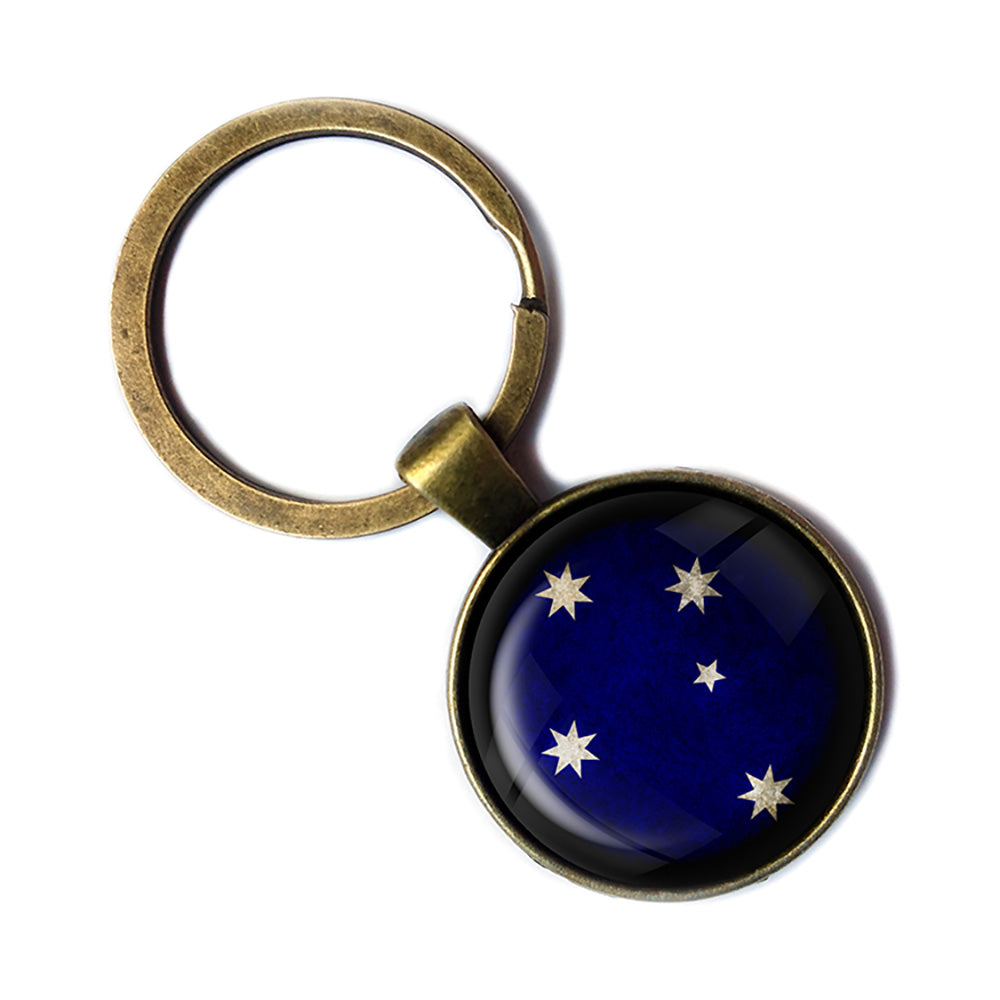 Australia Australian Southern Cross Flag Antique Bronze Keychain