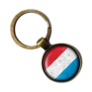 Luxembourg Lëtzebuerg Flag Antique Bronze Keychain
