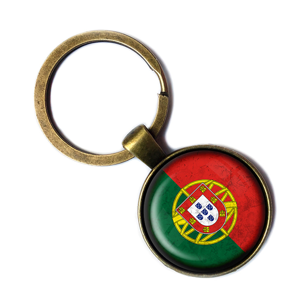 Portugal Portuguese Flag Antique Bronze Keychain