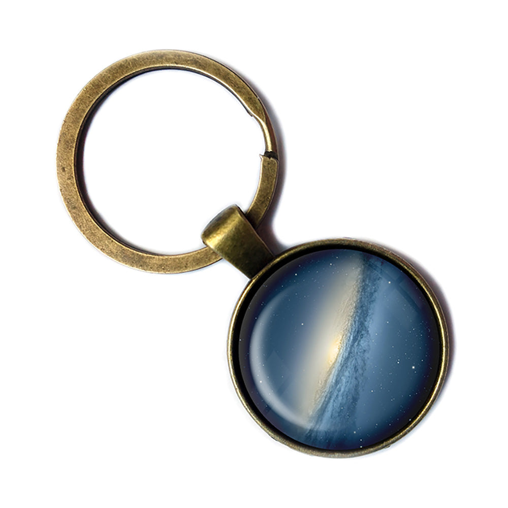 NASA Photograph Blue Galaxy Antique Bronze Keychain