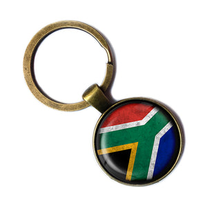 South Africa South African Flag Antique Bronze Keychain