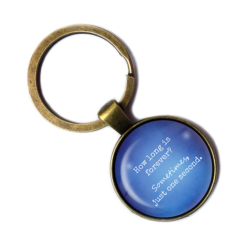 Alice in Wonderland How Long is forever Just One Second Blue Bronze Keychain