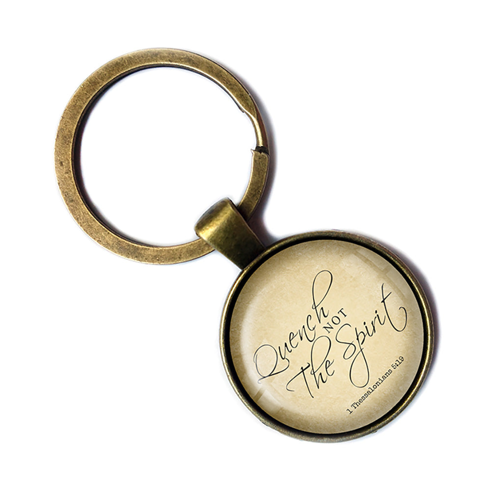 Thessalonians 5:19 Quench not the Spirit King James Version KJV Bible Antique Bronze Keychain